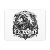 Duke City Knight Matte Canvas Wall Art — 'Disciplina • Fide • Honor' Black & White Medieval Emblem
